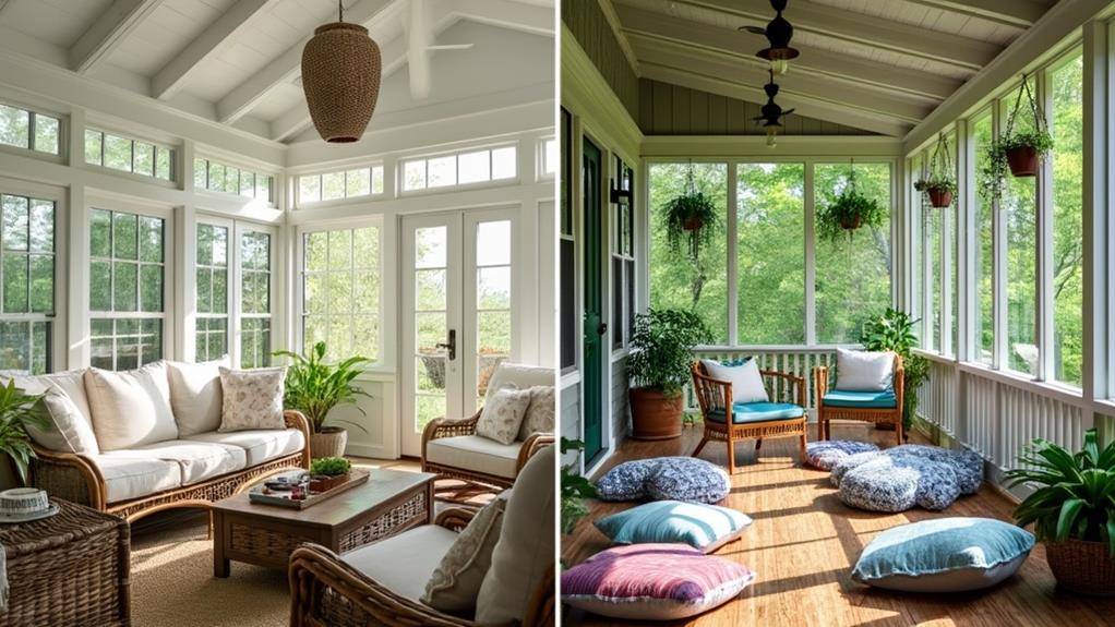 A comparison of sunrooms and screened porches.